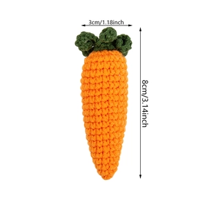 Handmade crochet orange carrot plush pendant with green leaves for Easter decoration