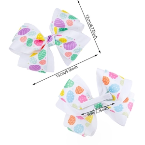 Barrette à cheveux nœud de Pâques avec motifs d'œufs colorés et pince crocodile