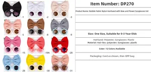 Kids flower sunglasses and polyester bubble bow headband set in twelve vibrant colors