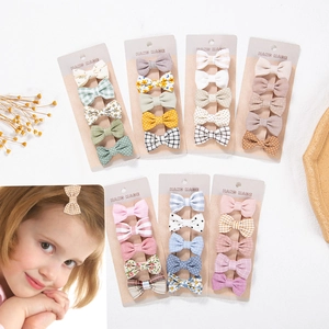 Cotton Fabric Bow Hair Clips For Baby Girls Toddlers Fully Covered Safety Barrette Handmade Floral Polka Dot Hair Accessories
