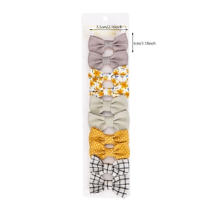 Lot de 10 barrettes à cheveux en coton pour bébés avec motifs floraux et à pois