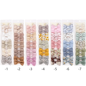 Lot de 10 barrettes à cheveux nœuds en coton fait main aux motifs variés pour bébés et filles
