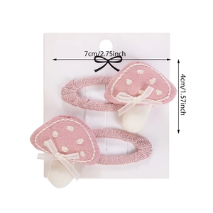 Fermagli per capelli BB fragola e fungo rosa per bambine con fiocco in stile francese