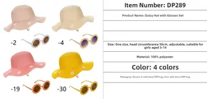 Daisy sun hat and matching floral sunglasses set for girls aged 3-14 in four colors