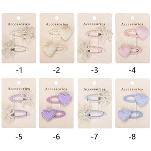 Korean style girl hair clips set featuring hollow pearls, bows and heart designs