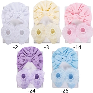 Five-color baby headband and lace sock sets with large bows made of soft cotton