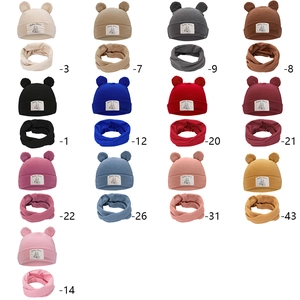 Infant bear hat and scarf set with cute ears and warm lining available in multiple colors