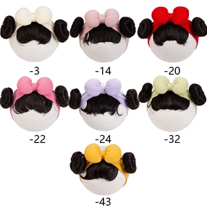 Soft cotton baby headbands with bows and twin bun wigs in seven vibrant colors