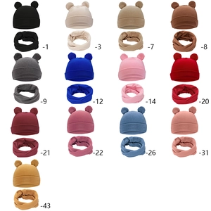 Baby bear hat and scarf set in multiple colors made of soft warm faux cashmere