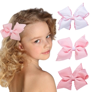 Girl's Cute Ribbon Bow Hair Clips Polyester Grosgrain Alloy Duckbill Clip With Wave Stitching Edge Daily Kids Hair Accessories