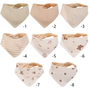 Lot de 8 bavoirs bébé en coton doux avec motifs variés et boutons-pression réglables
