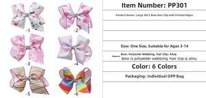 Détails de 6 couleurs de grandes barrettes arc-en-ciel pour filles avec motifs marguerites