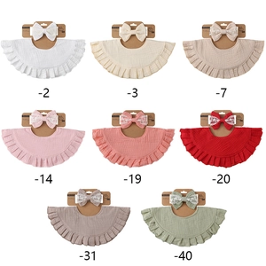 Baby bibs and headband sets in eight colors made of soft cotton muslin fabric