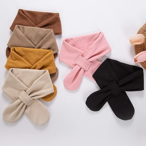 Collection of soft winter neck warmers for babies in six solid colors with cross-tuck design