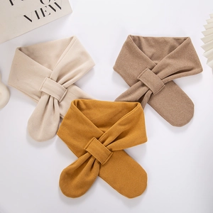 Kids Winter Warm Knitted Scarf Soft Solid Color Neck Warmer Cross Over Scarf For Baby Toddler Boys Girls Casual Outdoor Wrap