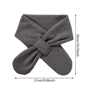 Winter warm knitted baby scarf in dark grey with dimension markings and cross design