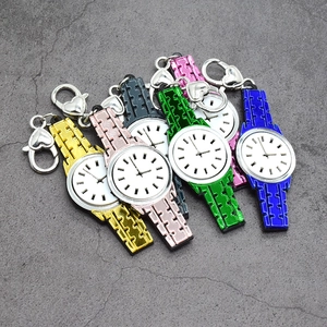 Set of six colorful mirror acrylic watch keychains with heart-shaped lobster clasps