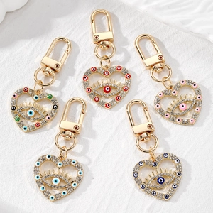 Vintage Legierung Herz Böser Blick Schlüsselanhänger Für Damen Emailliert Strass Eingelegt Tasche Anhänger Schmuck Geschenk