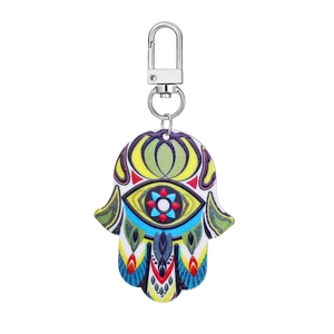12-piece Hamsa hand acrylic keychain set with ethnic Evil Eye and tribal patterns