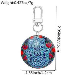 Hamsa Hand evil eye keychain set with 12 pieces acrylic tribal charms and lobster clasp