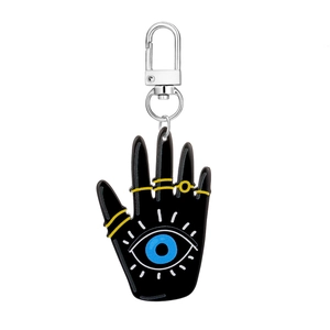 12Pcs ethnic Hamsa Hand and Evil Eye acrylic keychain set with silver lobster clasp