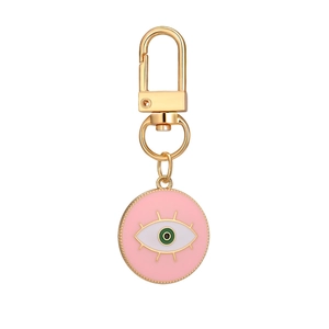 Pink evil eye keychain with gold alloy lobster clasp and elephant animal pendant set