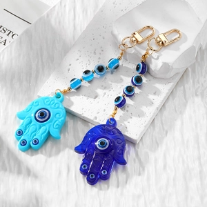 Bohemian Hamsa Hand Evil Eye Keychain Acrylic Ethnic Style Hand Of Fatima Bag Charm Pendant For Women Protection Jewelry
