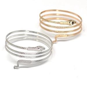 Bracelet serpent rétro punk en or et argent avec design en spirale et détails brillants