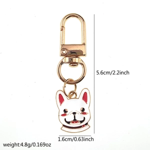 Spécifications de taille pour porte-clés bouledogue français en émail et métal doré