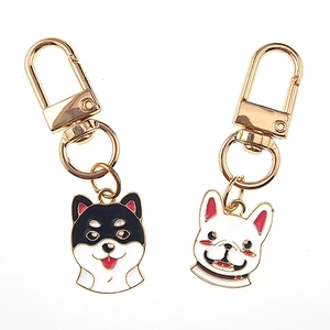 Porte-clés chiots mignons avec motifs émaillés de Shiba Inu et Bouledogue Français
