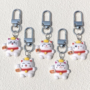 Simpatico Portachiavi in Resina con Gatto della Fortuna Maneki Neko Ciondolo per Borsa Animale Portachiavi Regalo Donna Uomo