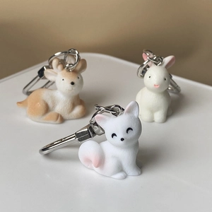 Cute 3D Resin Animal Keychain Creative Deer Rabbit Fox Hedgehog Swan Bag Hanging Ornament Gift For Women Girls Kids