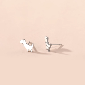 Minimalist silver dinosaur stud earrings made of high quality stainless steel
