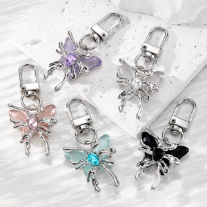 Exquisite Alloy Butterfly Keychain With Rhinestone Resin Wings Sweet Y2K Bag Charm For Women Girls Fashion Jewelry Gift