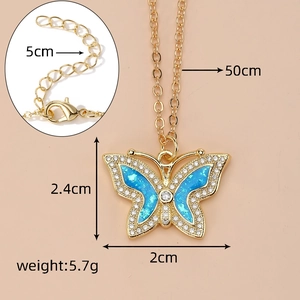 Detailed view of butterfly opal pendant with dimensions and adjustable lobster clasp