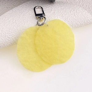Creative realistic wave potato chip keychain with soft silicone and silver metal clasp