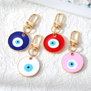 Vintage Ethnic Evil Eye Keychain Gold Plated Alloy Enamel Round Blue Eye Pendant Bag Hanging Decoration Fashion Jewelry Gift