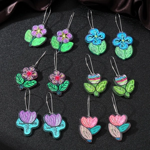 Acrylic Resin Floral Drop Earrings Tulip Flower Dangle Earrings Handmade Pastoral Style Jewelry For Women Daily Dating