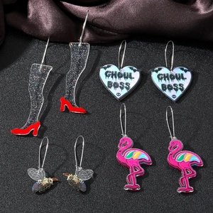 Orecchini a Goccia in Acrilico Cartone Animato per Donna Fenicottero Cuore Ghoul Boss Motivo Ape Tacchi Alti Gioielli Moda