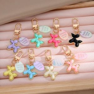 Creative resin balloon dog keychains in 8 colors with gold hardware in a gift box