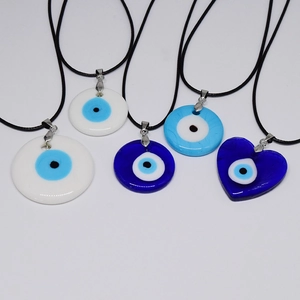 Collier Pendentif Mauvais Œil Turc Vintage Fait Main en Verre Nazar Amulette Cœur Rond Géométrique Chaîne de Clavicule Bijoux Ethniques