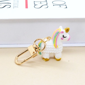 Süße Cartoon 3D Einhorn Harz Kunststoff Schlüsselanhänger Regenbogen Pony Taschenanhänger Für Damen Kinder Deko Schlüsselring