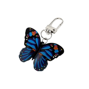 Vintage Acryl Schmetterling Schlüsselanhänger mit bunten Flügeln und Metallverschluss