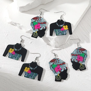 Afrikanische Frau Silhouette Acryl Ohrhänger Ethnische Stamm Blumenmuster Statement Schmuck Für Damen Geschenk