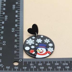 Orecchini di Natale a pupazzo di neve in acrilico, lunghezza 60 mm misurata su righello