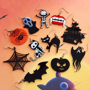 Halloween Cartoon Acrylic Drop Earrings For Women Men Pumpkin Ghost Spider Bat Skeleton Gothic Festive Jewelry Accessories