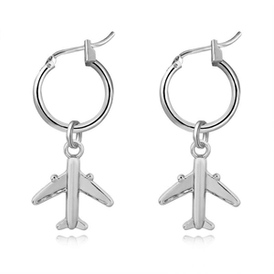 Schicke silberne Flugzeug-Anhänger-Ohrringe im minimalistischen Stil für Luftfahrtfans