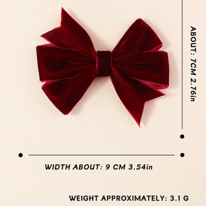 Große dunkelrote Samt-Haarschleife für Mädchen, Größe 9cm x 7cm, zweilagiges Design