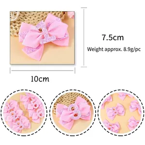 Barrette à cheveux rose pailletée pour filles avec chiffres 1-6 et ruban élégant