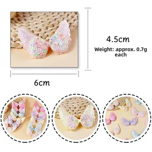 Glitter angel wing patches for DIY hair accessories and clothing in pastel colors